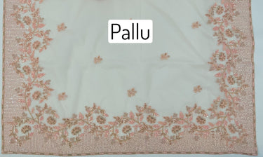 Handmade Premium Organza Saree | Light Pink & Light Peach Mix| Hand Embroidery | Ships from California